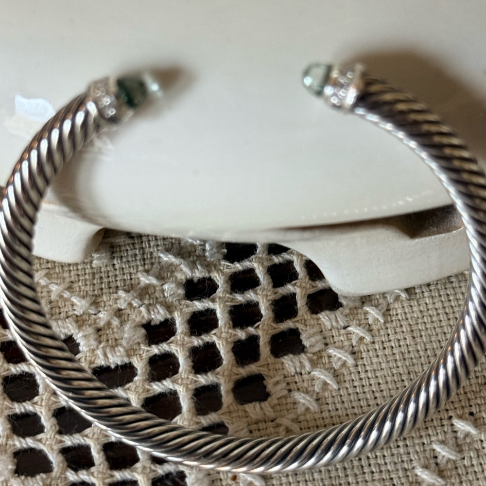 David Yurman Classic Sterling Silver w/Prasiolite Diamonds 5mm.Authentic EUC M - Picture 15 of 15